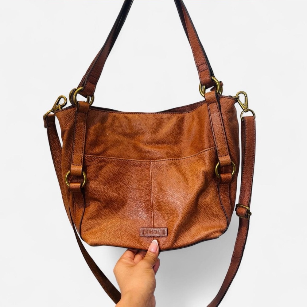 Fossil Tan Leather Cross Body Shoulder Bag